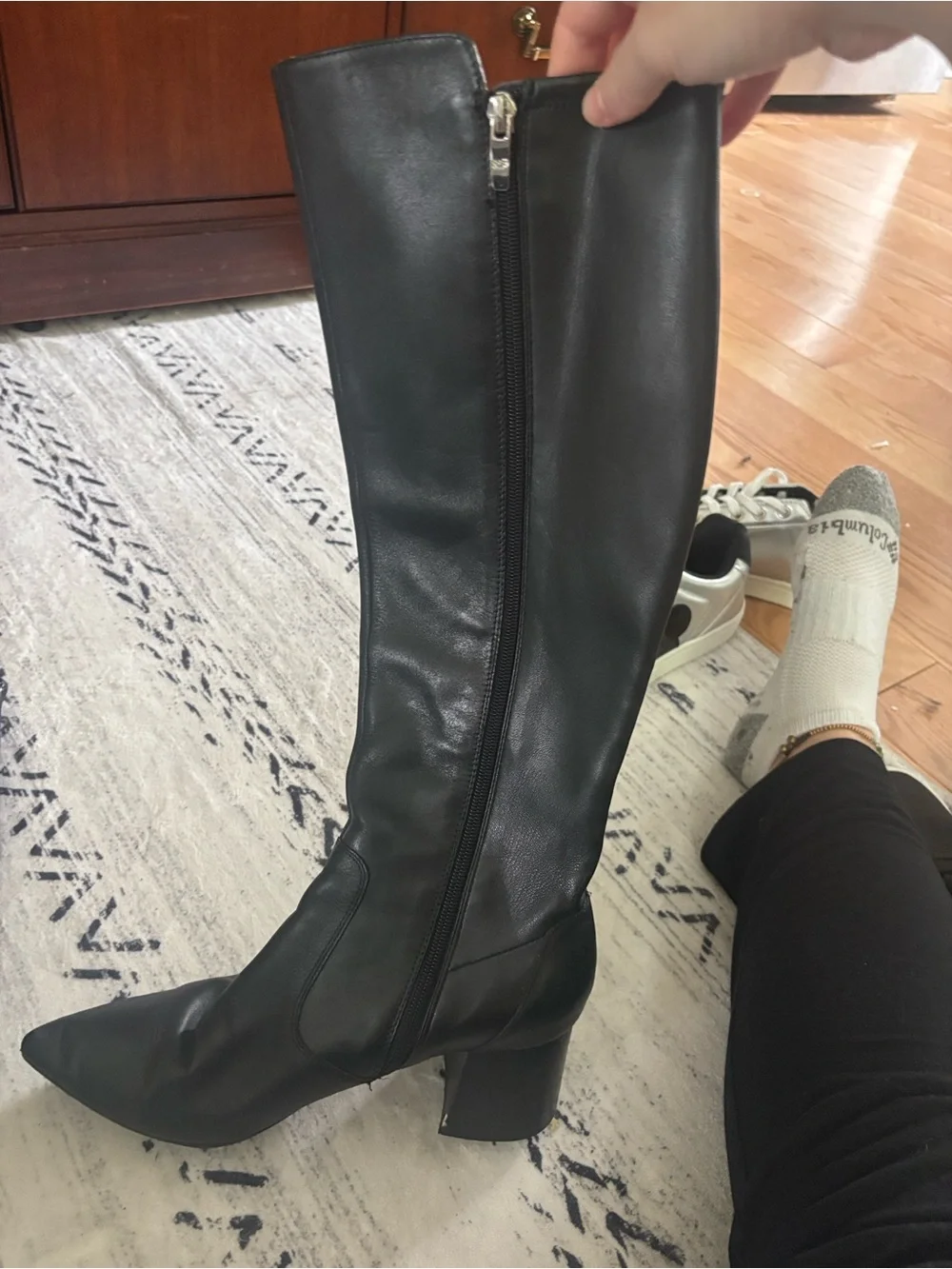 Marc Fisher Black Over-the-Knee Pointed Toe Block Heel Boots for Women